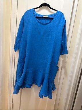 100% Pure Vibrant Blue Flowing Tunic
